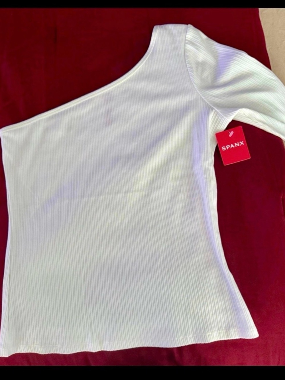 SPANX White One-Shoulder Ribbed Top